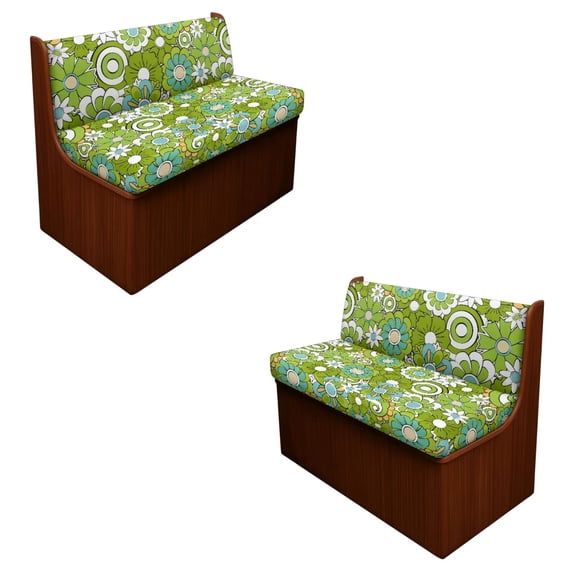 SCRAWLGOD Hippie Daisy Print RV Dinette Cushions Covers Washable 2 Piece Set RV Booth Seat Slipcover Universal Stretch RV Dinette Seat Booth Cover
