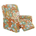 thumbnail image 1 of SCRAWLGOD Hippie Flower Orange Recliner Chair Covers Stretch Recliner Slipcovers Reclining Furniture Protector Washable Sofa Couch Cover with Storage Pocket for Pets Dog Cat, 1 of 7