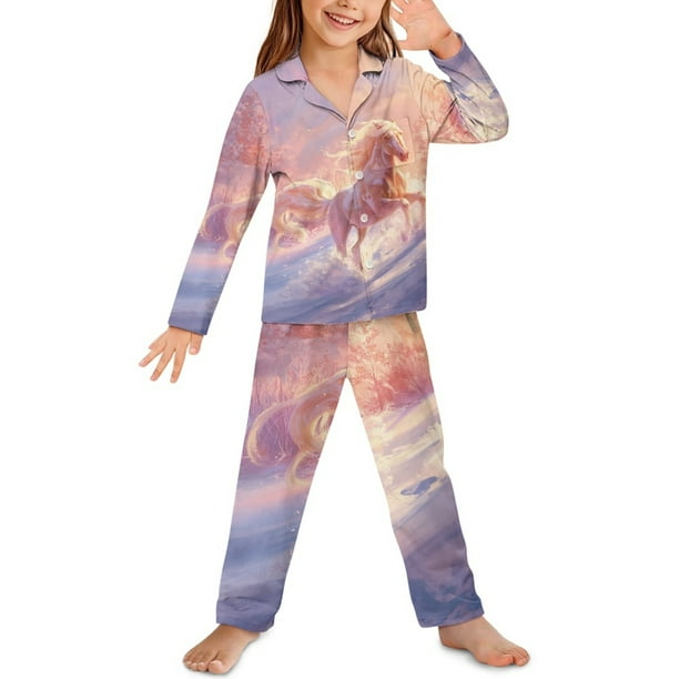 SCRAWLGOD Horse Pajamas Boys Size 11-12 Long Sleeve Pjs for Girls