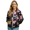 thumbnail image 1 of SCRAWLGOD Hummingbird Peach Blossom Pink Black Womens Jacket Zip Up Casual Jackets Hoodless Crewneck Sweatshirt Lightweight Trendy Outerwear Coat with Pockets for Daily Wear, M, 1 of 7