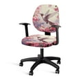 thumbnail image 1 of SCRAWLGOD Hummingbird Peach Blossom Pink Set of 2 Comfortable Office Chair Slipcover Non-Slip Breathable Swivel Chair Cover Anti-Dust Boss Chair Slipcovers for Office Decoration, 1 of 7