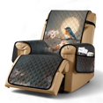 thumbnail image 1 of SCRAWLGOD Hummingbird Print Recliner Chair Cover Cherry Blossom Print Universal Removable Furniture Protector Washable Non Slip Recliner Chair Cover with Pocket, 1 of 7