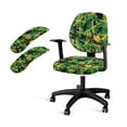 thumbnail image 1 of SCRAWLGOD Jamaican Flag Splash 4 Pieces Anti-Dust Computer Chair Slipcover with Armrest Protector Stretch Rotating Chair Covers Easy to Remove Washable Desk Chair Cover, 1 of 7
