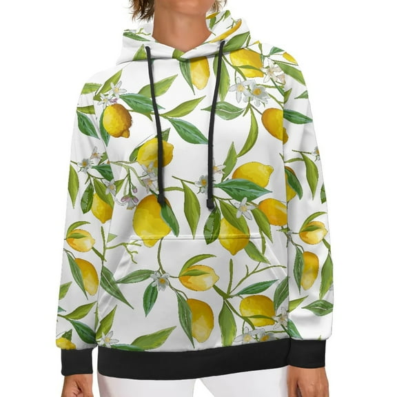 SCRAWLGOD Lemon Women's Pullover Hoodie Sweatshirt Women Plus Size XS Hoodies for Women Graphic Drawstring Woman Hoodies Trendy Loose Active Wear for Women Tops