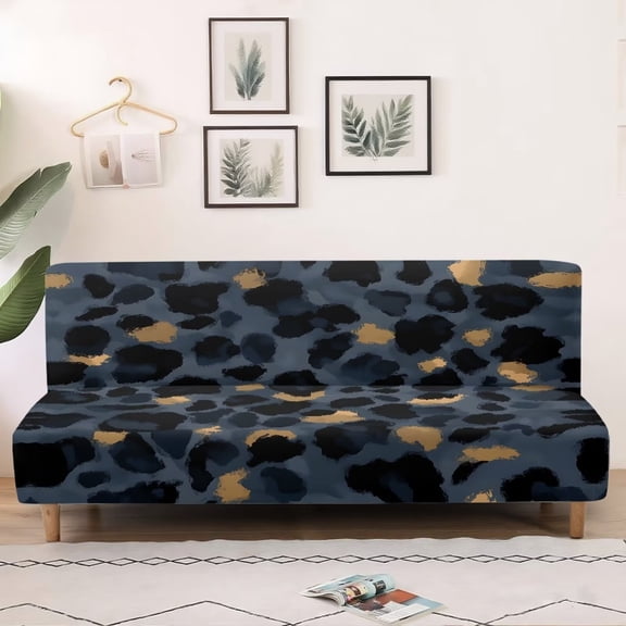 SCRAWLGOD Leopard Print Armless Couch Slipcover Washable Anti Wrinkle Furniture Protector 1 Piece Sofa Cover with Elastic Bottom for Pets