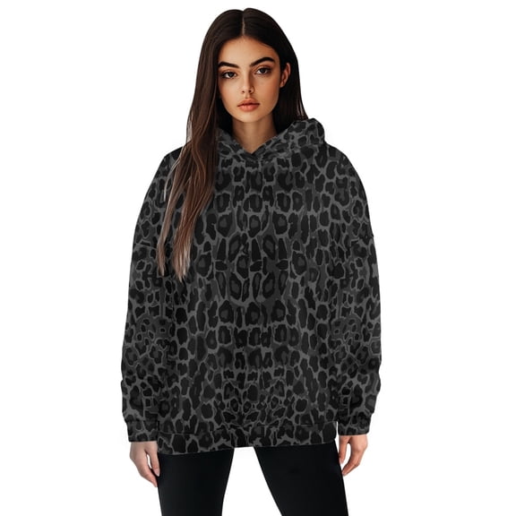 SCRAWLGOD Leopard Print Hoodie for Women Graphic Hoodies Pullover Womens Sweatshirt Soft Oversize Sweatshirt Women Plus Size S Long-Sleeve Sweatshirt Womens Hoodie for Vacation