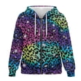 thumbnail image 1 of SCRAWLGOD Leopard Print Hoodies for Women Zip Up Lightweight Hoodie Women Plus Size 4XL Long Sleeve Women Oversized Sweatshirt Loose Sportswear Hoodie Women Vacation, 1 of 7