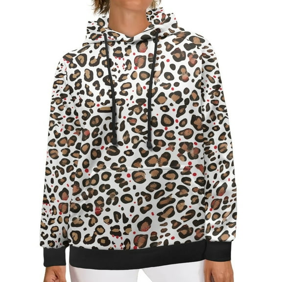 SCRAWLGOD Leopard Print Pull Over Hoodies Womens Sweatshirts and Hoodies for Women Graphic Size 2XS Long Sleeve Sweater Hoodie Women Elastic Woman Fall Hoodies