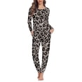 thumbnail image 1 of SCRAWLGOD Leopard Print Women Pjs Sets for Women Long Sleeve and Pants Pajama Set Crewneck Pajamas Set of 2 Breathable Loungewear Sets Woman Travel Size XS, 1 of 6