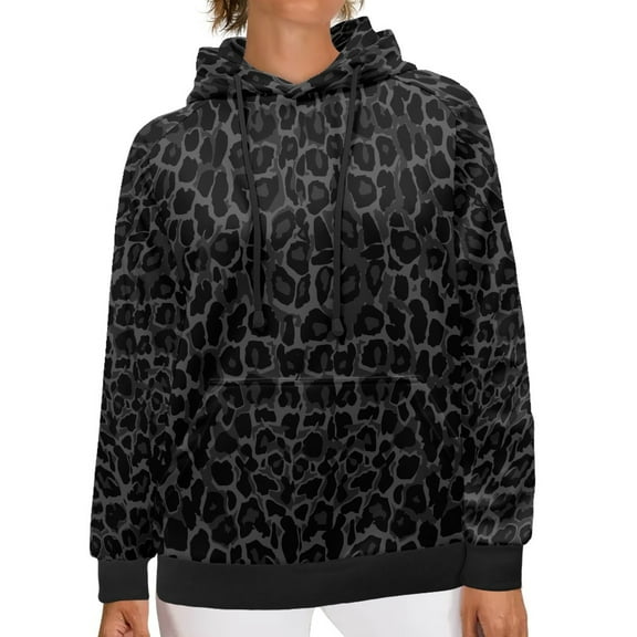 SCRAWLGOD Leopard Print Womens Hoodies Pullover Graphic Sweatshirts for Women Trendy Size 2XS Long Sleeve Ladies Hoodie Sweaters Comfy Hooded Blouses Women Vacation