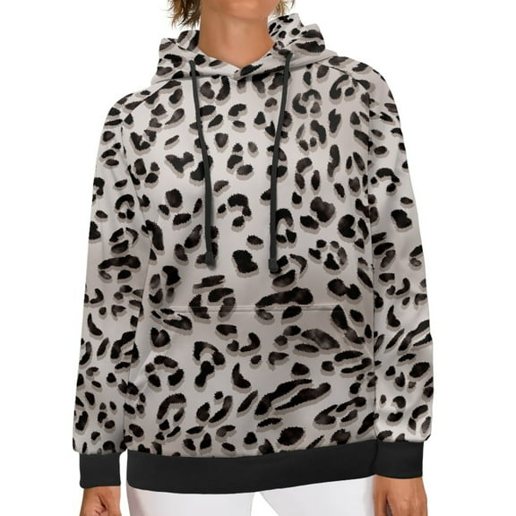 SCRAWLGOD Leopard Prints Plus Size 2XS Graphic Hoodies Designs Pullover Hoodie Women Long Sleeve Hooded Blouses Women Picnic Elastic Womens Hoodies Trendy