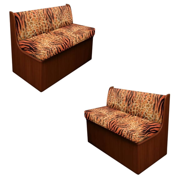 SCRAWLGOD Leopard Tiger Print RV Dinette Cushions Covers Washable Anti Scratch RV Booth Cushion Cover Stretch 2 Piece Set RV Dinette Booth Cover