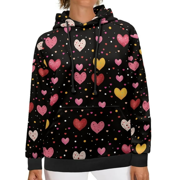 SCRAWLGOD Love Heart Woman Hoodies Pullover Graphic Sweatshirt for Women Crewneck Women's Hoodie Shirts Lightweight Hoodie Women Long Sleeve for Daily Life Size S