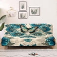 thumbnail image 1 of SCRAWLGOD Mandala Flower Butterfly Print Couch Cover Armless 1 Piece Sofa Cover Anti Slip Futon Slipcovers with Elastic Bottom Stretch Washable Sofa Slipcover for Dog and Cat, 1 of 9