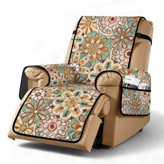 SCRAWLGOD Mandala Flower Print Recliner Chair Cover Washable Furniture ...