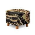 thumbnail image 1 of SCRAWLGOD Marble Pattern Leopard Print Golden Beige Black Stretch Ottoman Cover Square, Footrest Stool Slipcover with Elastic Bottom Comfortable Foot Stool Cover Furniture Protector for Living Room, 1 of 7