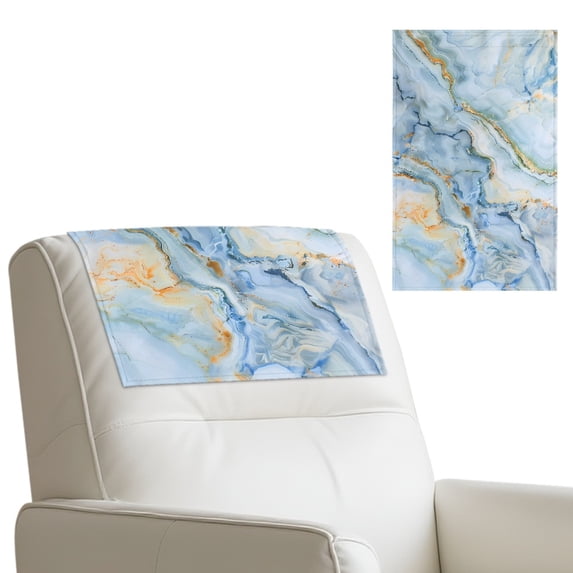 SCRAWLGOD Marble Print Blue Headrest Cover for Recliner Chair 2 Piece Recliner Headrest Protector Recliner Sofa Cover Couch Head Covers Sofa Head Protector 17x27 in