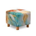 thumbnail image 1 of SCRAWLGOD Marble Print Cyan Golden Slipcover for Ottoman, Stretch Square Ottoman Covers Slipcover Washable Storage Foot Stool Cover Waterproof Footrest Furniture Protector with Elastic Bottom, 1 of 7