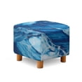 thumbnail image 1 of SCRAWLGOD Marble Print Dark Blue Ottoman Cover, Square Ottoman Cover Footrest Sofa Slipcovers Stool Covers Soft Footstool Covers Slipcovers Stretch Furniture Protector with Anti-Slip Band, 1 of 7