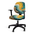 thumbnail image 1 of SCRAWLGOD Marble Print Golden Cyan 2 PCS Comfy Office Chair Slipcover Stretchy Computer Desk Chair Seat Covers Easy to Install Anti-Dust High Back Chair Covers, 1 of 7