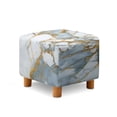 thumbnail image 1 of SCRAWLGOD Marble Print Light Blue Square Ottoman Cover Jacquard Fabric Ottoman Slipcover Stretchable Footrest Stool Covers for Square and Rectangle Ottomans, 1 of 7