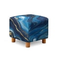 thumbnail image 1 of SCRAWLGOD Marble Print Navy Blue Stretch Square Ottoman Cover Breathable Folding Storage Stool Furniture Protector Soft Square Slipcover with Elastic Bottom for Living Room, 1 of 7
