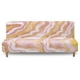 thumbnail image 1 of SCRAWLGOD Marble Print Pink Golden Armless Futon Covers Futon Slipcovers Non-Slip Couch Cover Sofa Bed Protector, Sleeper Sofa Cover with Elastic Bottom, Machine Washable, 1 of 7