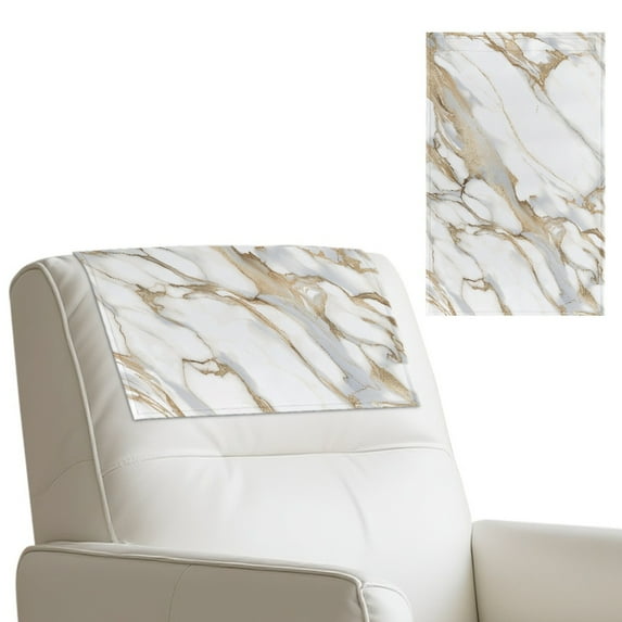 SCRAWLGOD Marble Print White 1 PCS Sofa Headrest Cover Non Slip Headrest Protector for Recline Chair PU Leather Couch Head Rest Covers for Living Room,Office Chair,17x27in