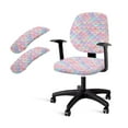 thumbnail image 1 of SCRAWLGOD Mermaid Scales 4 Pieces Set Cozy Office Chair Cover with Arm Protector Stretchable High Back Chair Slipcover Removable Breathable Swivel Chair Protector, 1 of 7