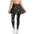 thumbnail image 1 of SCRAWLGOD Moon Stars Polka Dot Black Fashionable Golf Skirted Leggings with Pocket for Women Non See-Through Elastic Pickleball Skorts Leggings Full Length Chic Yoga Tights, 3XL, 1 of 7