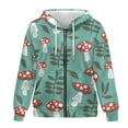 thumbnail image 1 of SCRAWLGOD Mushroom Woman Zipper Hoodies for Women Oversized Sweatshirt with Hood Long Sleeve Ladies Hoodies Zip Front Size XS Casual Sportswear Hoodie Women Travel, 1 of 7