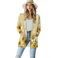 thumbnail image 1 of SCRAWLGOD Music Sunflowers Women's Open Front Cardigan Sweaters for Women Trendy Long Sleeve Casual Cardigans for Women Party Size XL Soft Activewear Women Jacket, 1 of 7