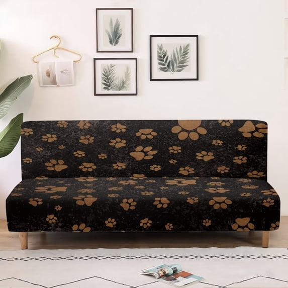 SCRAWLGOD Paw Print Sofa Slipcover Without Armrest Stretch Washable Sofa Protector Breathable Couch Cover Anti Scratch for Kids