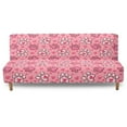 thumbnail image 1 of SCRAWLGOD Paws Heart Print Pink Stretch Armless Futon Covers Sofa Bed Slipcover with Elastic Bottom Washable Futon Mattress Covers Dust Proof Furniture Protector, 1 of 7