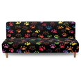 thumbnail image 1 of SCRAWLGOD Paws Print Black Futon Covers Armless Futon Bed Cover Stretch Stay in Place Couch Furniture Protector Machine Washable Dustproof Sofa Bed Slipcover, 1 of 7