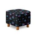 thumbnail image 1 of SCRAWLGOD Paws Print Blue Black Footstool Cover, Anti Scratch Ottoman Protector Dustproof Comfortable Rectangular Furniture Protection for Footrest Sofa, 1 of 7