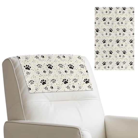 SCRAWLGOD Paws Spots Gray Beige 2 Piece Recliner Headrest Cover Non Slip Sofa Headrest Cover PU Leather Recliner Chair Head Protector Covers for Home Decoration 17x27in