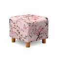 thumbnail image 1 of SCRAWLGOD Peach Blossom Butterfly Print Pink Footstool Slipcover, Soft Foot Rest Cushion Machine Washable Square Protector for Ottoman with Non Slip Bottom for Living Room, 1 of 7