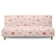 thumbnail image 1 of SCRAWLGOD Pink Floral Leaf Print Futon Cover Armless Sofa Covers Sofa Bed Covers Stretch Futon Couch Cover Sofa Slipcover Furniture Protector Thick Soft Stay in Place, 1 of 7