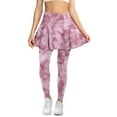 thumbnail image 1 of SCRAWLGOD Pink Tie-Dye Fashionable Women's Skirt with Leggings Breathable Yoga Tennis Golf Skirted Leggings with Pocket Full Length Stretchy Athletic Pants, L, 1 of 7