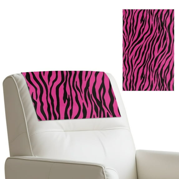 SCRAWLGOD Pink Zebra Print 1 Piece Recliner Headrest Protector Non Slip Waterproof Headrest Cover PU Leather Recliner Head Rest Cover for Sofa,Office Chair 17x27 in