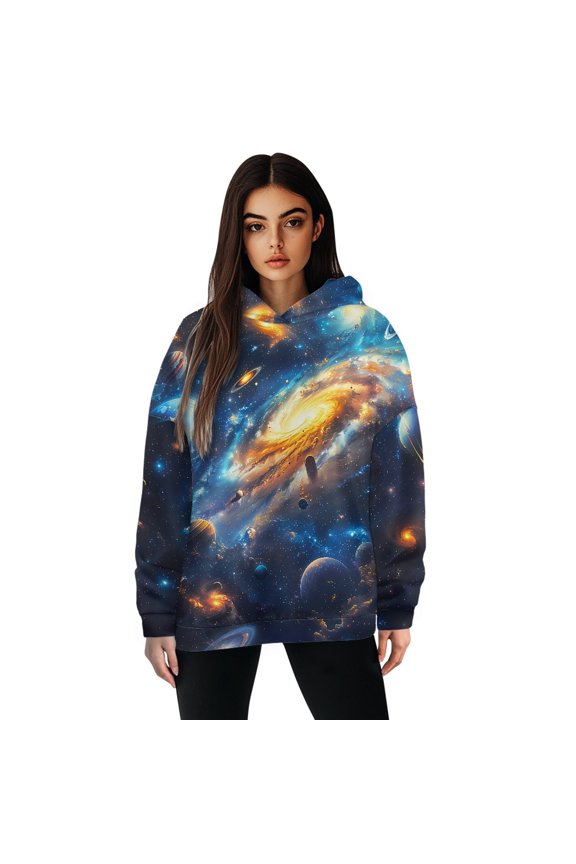 Planet Women Pullover Hoddie Sweaters for Women Fashion Blouse Long Sleeve Tops Breathable Women's Oversized Sweatshirts Crewneck Hoodie Women Graphic Size M for Running