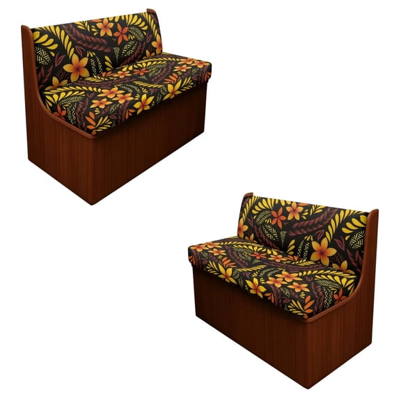 SCRAWLGOD Polynesian Frangipani Print Stretch RV Dinette Cushions Slipcover, 2 Backrest Cover and 2 Bench Cover Anti Dust Anti Slip RV Dinette Booth Cushions Slipcover