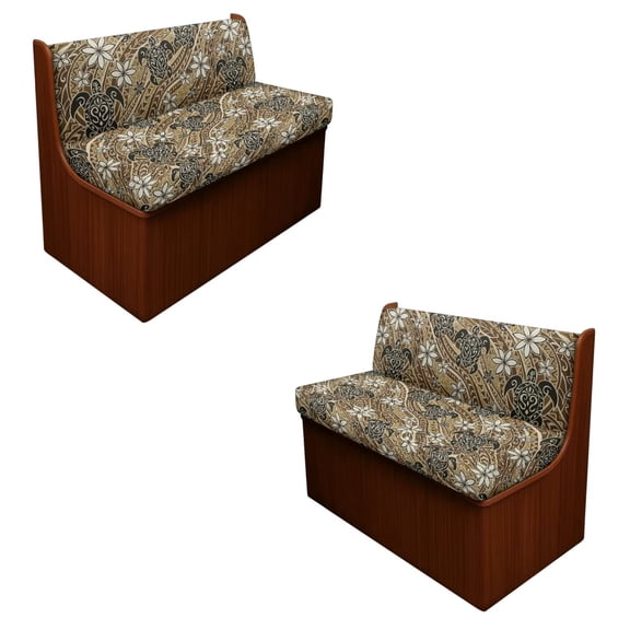 SCRAWLGOD Polynesian Turtle Flower Print RV Dinette Cushions Covers Stretch 2 Piece Set Camper Cushion Slipcover Anti Dust Non Slip RV Dinette Booth Seat Cover