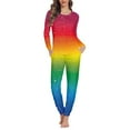 thumbnail image 1 of SCRAWLGOD Rainbow Pjs Sets for Women Long Sleeve and Pants Pajama Set with Pockets Size M Crewneck 2 Set Pajamas for Women Lightweight Nightwear Set, 1 of 6