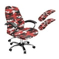 thumbnail image 1 of SCRAWLGOD Red Camouflage Non-Slip Computer Chair Cover with Arm Protector Soft Dustproof Desk Chair Seat Slipcover Easy to Remove Boss Chair Cover, 3 Pcs Set, S, 1 of 7
