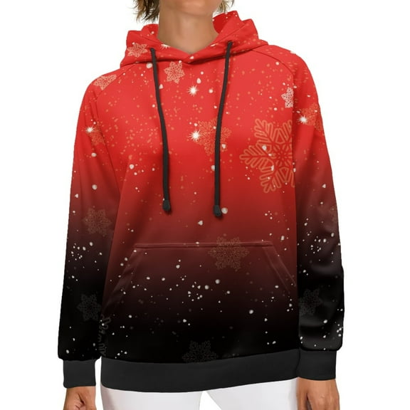 SCRAWLGOD Red Christmas Hoodie Snowflakes for Women Graphic Sweatshirt Plus Size 4XL Long Sleeve Ladies Pullover Hoodies Loose Women Trendy Clothes Outfits