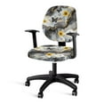 thumbnail image 1 of SCRAWLGOD Removable Office Chair Covers Comfortable Non-Slip Swivel Chair Cover Universal Anti-Dust Computer Desk Chair Seat Covers, 2 Pieces, Marble Print Sunflower Love Butterfly Gray, 1 of 7