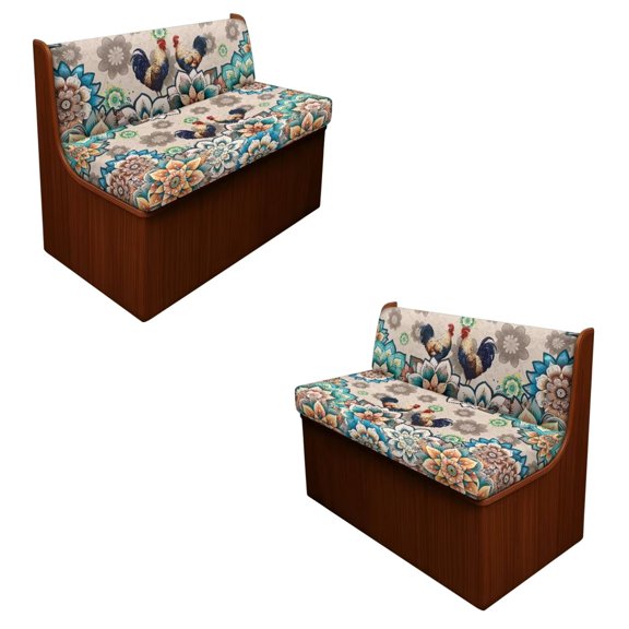 SCRAWLGOD Rooster Boho Mandala Print RV Dinette Cushions Covers Stretch Replacement RV Dinette Booth Seat Cover Non Slip 2 Piece Set Camper Cushion Slipcover