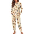 thumbnail image 1 of SCRAWLGOD Rooster Chick Beige 2 PCS Women's Pajama Sets with Pockets Long Sleeve Long-Sleeve Pullover Top and Full-Length Bottom Lounge Sets Cozy Pj Sleepwear Loungewear, L, 1 of 7